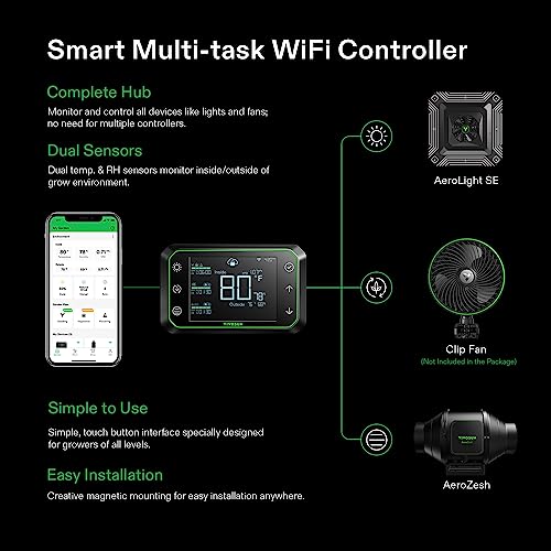 VIVOSUN GIY Smart Grow Tent System 2x2, WiFi-Integrated Grow Tent Kit, with Automate Ventilation and Circulation, Schedule Full Spectrum 100W LED Grow Light, and GrowHub E42A Controller