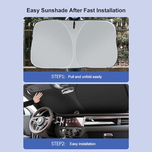 Car Windshield Sun Shade - 4 Layers Nano Coating Foldable Front Window Sunshade, Block UV Rays, Auto Interior Sun Protection, Windshield Cover for Compact Sedan, SUV (Small (55.1"x27.5"))