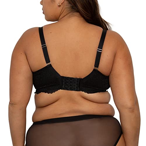 Curvy Couture Women's Plus Size Luxe Lace Wireless Bralette, Olive Night, 4X