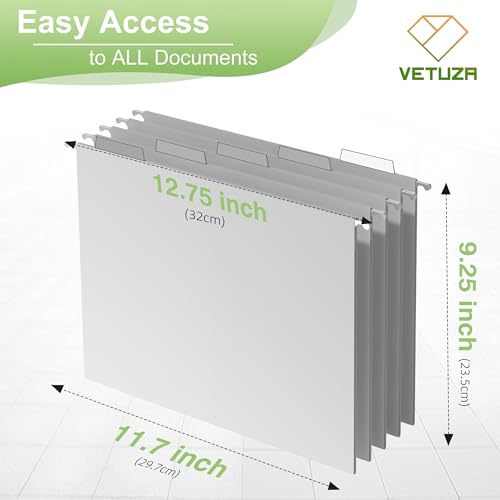 VETUZA Hanging File Organizer with 5 Hanging Folders for Desk, Metal Mesh File Storage Box, Desk File Folder Holder for Office&School, No Assembly Required, Black