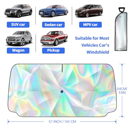 2024 Car Windshield Sun Shade, Iridescent Umbrella Car Shade Front Windshield with 360° Rotating Shaft - No Scratching, Foldable Sun Blocker for Car Windshield Fit for Sedan SUV Wagon Pickup