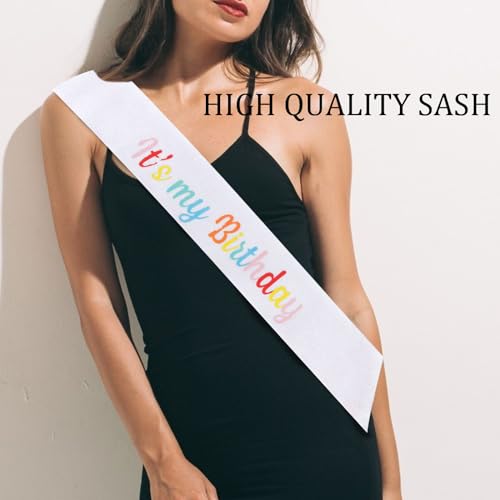 ACO-UINT Blue Birthday Crown for Women, Birthday Headband Birthday Sash Birthday Tiara, Birthday Girl Crown Birthday Queen Tiara Decorations Birthday Gifts