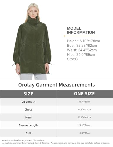 Orolay Women's Lightweight Windbreaker Hooded Rain Jacket Relaxed Fit Raincoat with Pockets for Outdoor Armygreen