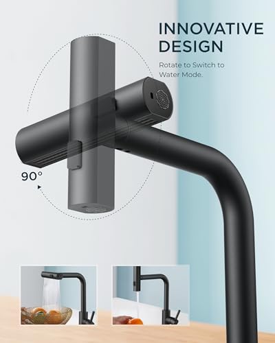 FORIOUS Kitchen Sink Faucet,Chrome Kitchen Faucets with Pull Down Sprayer, Stainless Steel Kitchen Faucet 3 in 1 Function, Waterfall Modern Faucet for Kitchen Sink, Bar, Laundry, Rv