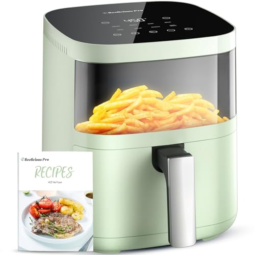 Air Fryer,Beelicious 8-in-1 Smart Compact 4QT Air Fryers,with Viewing Window,Shake Reminder,450°F Digital Airfryer with Flavor-Lock Tech,Dishwasher-Safe & Nonstick,Fit for 1-3 People,Avo Green