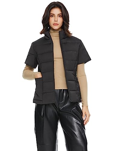 Orolay Women's Warm Insulated Vest Lightweight Stand Collar Cap Sleeve Jacket Zip up Gilet with Pockets Black Small