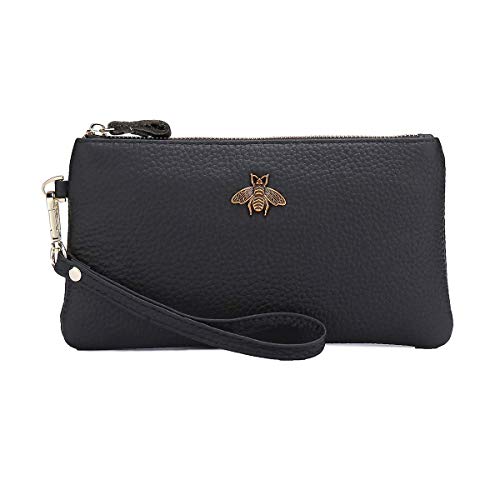 imeetu Women's Wristlet Clutch Purse Leather Cell Phone Wallet Handbag with Wrist Strap(light brown)
