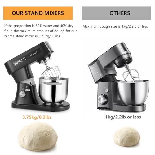 ZACME 7.4QT household Stand Mixer 800W with Aluminum die casting heavy-duty stand mixer Mixers Kitchen Stand Mixer with 3 Stainless Steel Accessories, stand Mixer Use for household