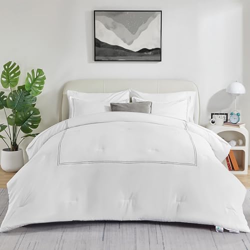 SLEEP ZONE Twin/Twin XL Size Comforter Set Duvet Insert, Down Alternative for College Dorm 2 Pieces Comforter, Soft and Breathable Bedding All Season, Holiday Prints-Grey