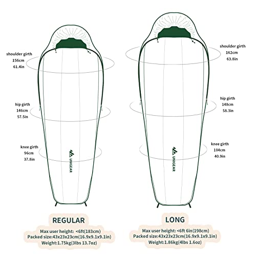 Unigear Mummy Sleeping Bag 30°F - Compact, Water-Resistant, Lightweight Mummy Sleeping Bag for Adults and Teens - Camping, Hiking, Backpacking, Great for 3 Season (Blue, Regular)