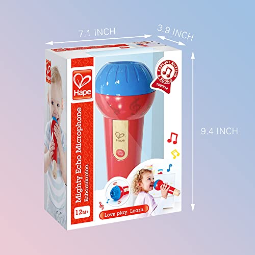 Hape Mighty Echo Microphone | Battery-Free Voice Amplifying Microphone Toy for Kids 1 Year & Up, Red, Model Number: E0337