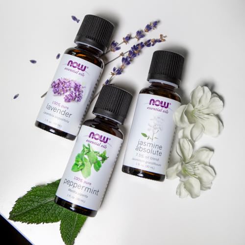 NOW Essential Oils, Peppermint Oil, Invigorating Aromatherapy Scent, Steam Distilled, 100% Pure, Vegan, Child Resistant Cap, 1-Ounce