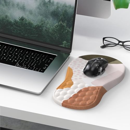 HAOCOO Ergonomic Mouse Pad with Wrist Rest, Carpal Tunnel Mouse Pad with Wrist Support, Wrist Rest for Keyboard and Mouse with Memory Foam, Computer Mouse Pads for Desk, Laptop, White Marble