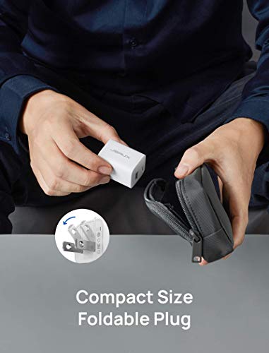 USB C Charger Block, JSAUX 20W Dual Port Fast Charger, for iPhone 16 Charger USB Type C PD & QC 3.0 Foldable Wall Plug Adapter for iPhone 16 15 14 13 12 Pro Max, Apple Watch, iPad Pro Air, Airpods