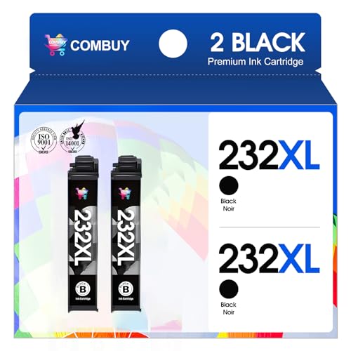 232XL Black Ink Cartridge Remanufactured Replacement for Epson 232XL 232 232 XL Black Ink Cartridges for Expression Home XP-4200 XP-4205 Workforce WF-2930 WF-2950 Printer (2 Pack, Black)