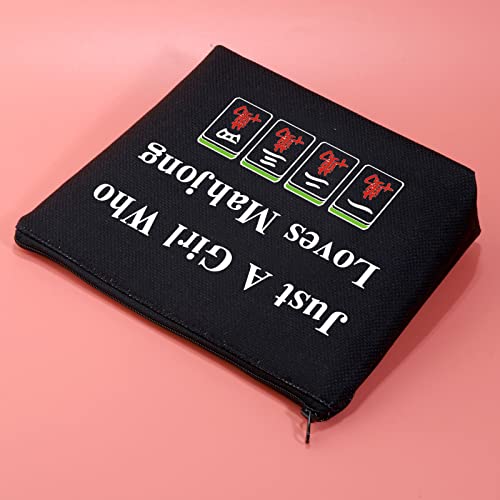 JXGZSO Lucky Mahjong Tiles Makeup Bag Who Loves Mahjong Board Game Storage Bag For Mahjong Lover