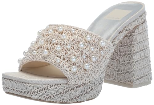 Dolce Vita Women's ABENI Heeled Sandal, VANILLA PEARLS, 6