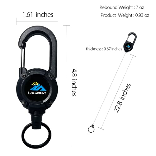 Yojaro Retractable Keychain Heavy Duty 2Pack, Multitool Carabiner Badge Holder, Retractable Keychain Clip Id Holder, Upgraded 58cm Stainless Steel Cord Black