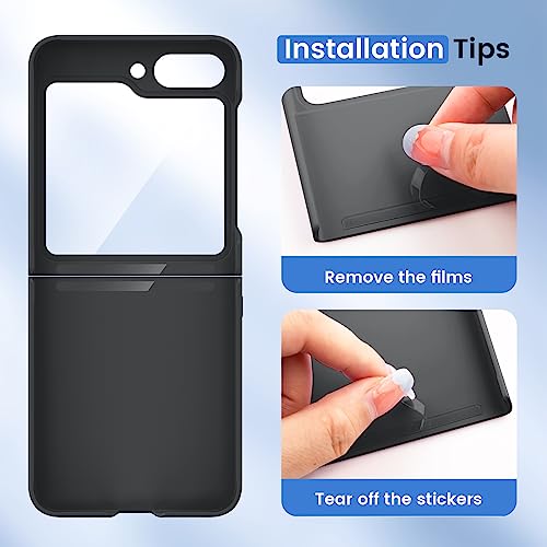 Ruky for Samsung Galaxy Z Flip 5 Case, Full Body Cover Hard PC Ultra-Thin Anti-Scratches Shockproof, Support Wireless Charging Protective Phone Case for Samsung Galaxy Z Flip 5, Black