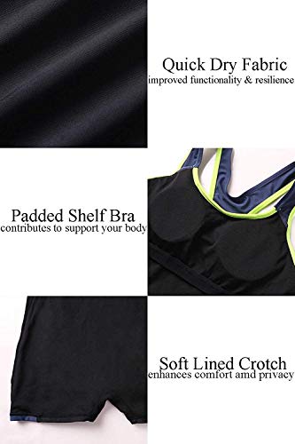 beautyin Women Sporty One Piece Boyleg Bathing Suit Water Aerobic Swimming Suit