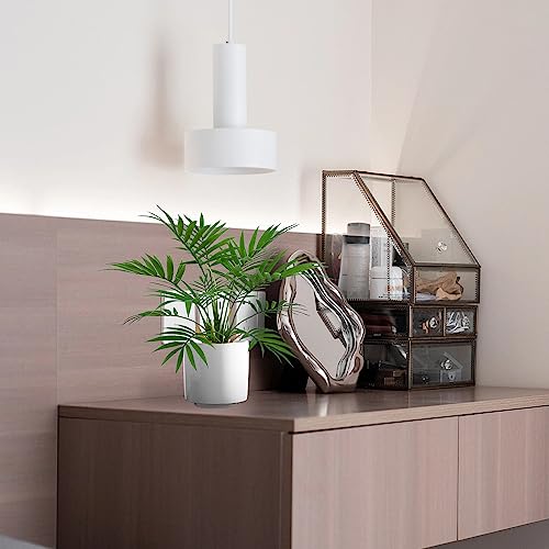 BESAMENATURE Artificial Palm Tree Plant, Potted Artificial Plant for Home Office Decoration, 12" Tall, Ships in White Ceramic Planter