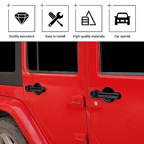 Hoolcar Exterior Door Handle Cover Tailgate Handle Cover Recess Guard Compatible with 2007-2017 Jeep Wrangler JK JKU Sports Sahara Freedom Rubicon Unlimited, Black, 15PCs