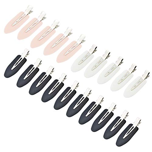 Wobe 24 Pcs No Bend Hair Clips Pin Curl Creaseless Clips No Crease Hair Clip for Hairstyle Bangs Finger Waves Makeup Application Hairdressing Hairpins Styling Clips for Hair Salon Black Pink White