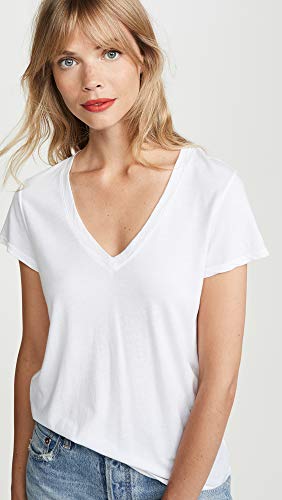 Splendid Women's Short-Sleeve V-Neck Tee T-Shirt, White, M Loose