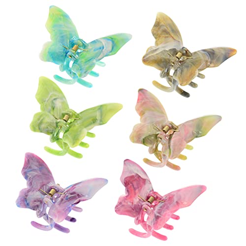 6 Pieces Butterfly Hair Claw Clips Non-slip Hair Jaw Clips Medium Size Hair Clips for Women Girls' Hair Accessories