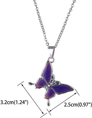 swqfzki Color Changing Butterfly Mood Necklace Emotion Feeling Pendant Necklace Adjustable Size Mood Ring 2pcs