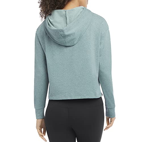 Danskin Women's Sustainable Soft Cropped Hoodie, Granite Green Space Dye, Small