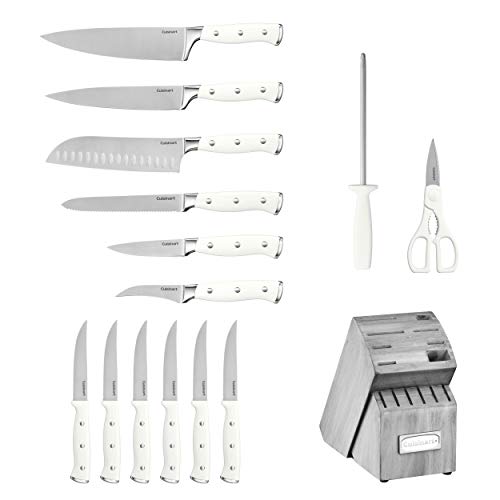 Cuisinart 15-Piece Knife Set with Block, High Carbon Stainless Steel, Forged Triple Rivet, Black/Black C77BTR-15PBK