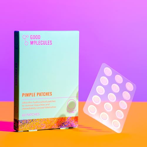 Good Molecules Pimple Patches (60 Patches) - Ultra-Thin Hydrocolloid Patches To Conceal Whiteheads, Blackheads And Blemishes, Target Ance and Impurities - Skin Care For Face With Cellulose And Pectin