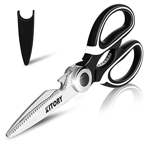 Kitchen Shears, Kitory Premium Heavy Duty Shears Ultra Sharp Stainless Steel Multi-function Kitchen Scissors for Chicken/Poultry/Fish/Meat/Vegetables/Herbs/BBQ