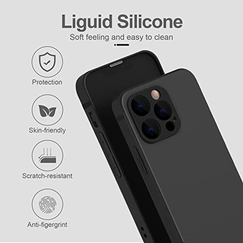 Noyre Silicone Case Compatible with iPhone 11 Pro Max Case 6.5 inches, Liquid Silicone Full Body Thickening Design Phone Case (with Microfiber Lining) for 11 Pro Max 2019 (Black)