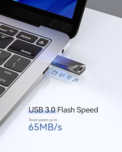 GARMESE 32GB USB 3.0 Flash Drive, Waterproof Metal USB Memory Stick, Slim Thumb Drive Portable Pen Drive with Keychain Hole Stylish Jump Drive for PC Computer Car - Gray