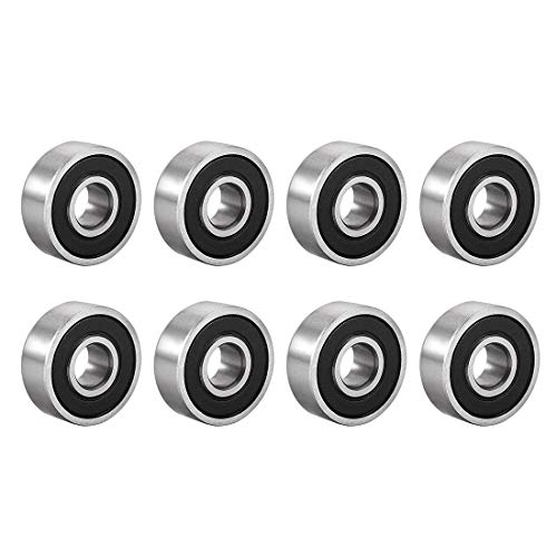 uxcell 606-2RS Deep Groove Ball Bearing 6mm x 17mm x 6mm Double Sealed High Carbon Steel Z1 Bearings 8pcs