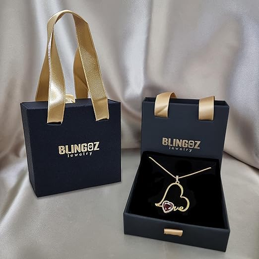 Blingoz Love Heart Pendant- Infinity Heart Birthstone Necklace for Women- 18k Gold, Rose Gold Filled With 925 Sterling Silver Necklace with Amethyst Heart Pendant- 18+2 Inch Chain