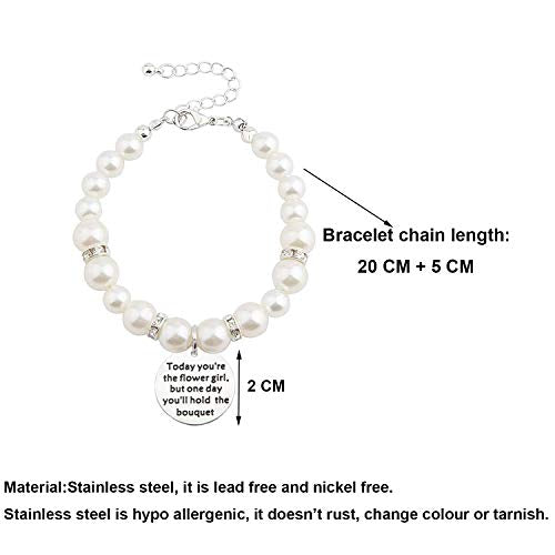 bobauna Today You're The Flower Imitation Pearl Bead Chain Bracelet Wedding Gift For Flower (flower bracelet)