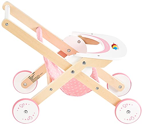 Hape Babydoll Stroller Toddler Wooden Doll Play Furniture Pink, L: 17.5, W: 12.8, H: 20.2 inch