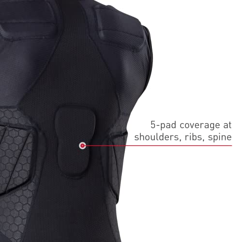 McDavid Rival Integrated 5-Pad Shirt, Comfort & Protection from Hard Objects, Lightweight & Breathable, Great for Football & Lacrosse (Adult) Black