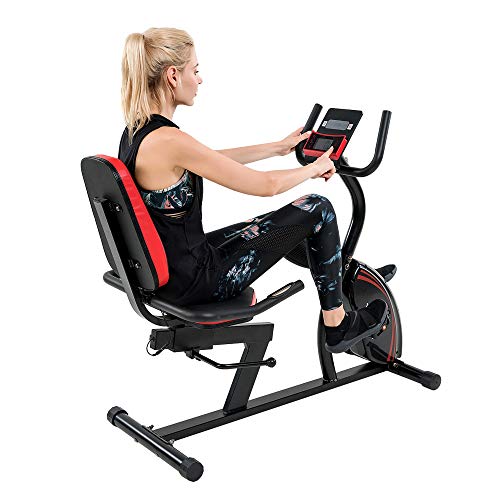 VANSWE Recumbent Exercise Bike for Seniors, Recumbent Bike for Home, Recumbent Stationary Bike 400LBS Weight Capacity with Smart App, LED Monitor, Heart Rate Handle, Magnetic Resistance (Red&Black)