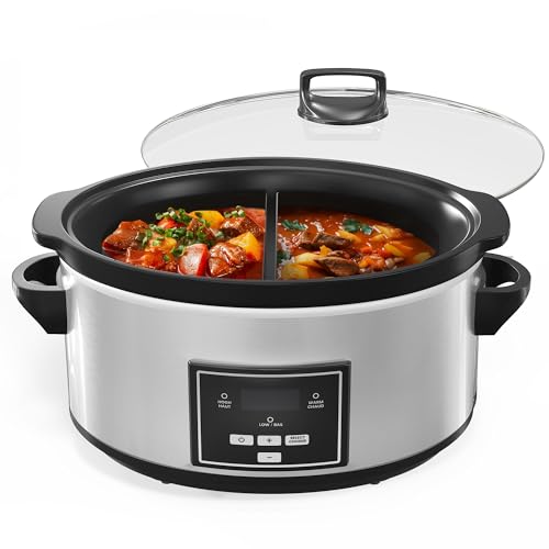 HEYNEMO 4 Quart Slow Cooker, Small Slow Cooker with 3 Cooking Settings, Dishwasher-safe Ceramic Pot, Glass Lid, Black