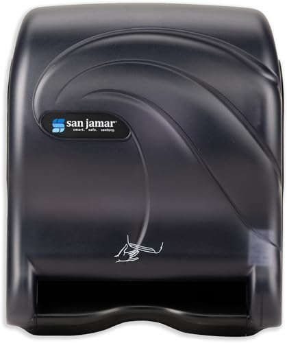 San Jamar Oceans Paper Towel Dispenser, Smart Essence Automatic Batter Operated Roll Towel Dispenser for Bathroom, Kitchens, and Restaurants, Plastic, 10 X 14.75 X 12.50 Inches, Black Pearl