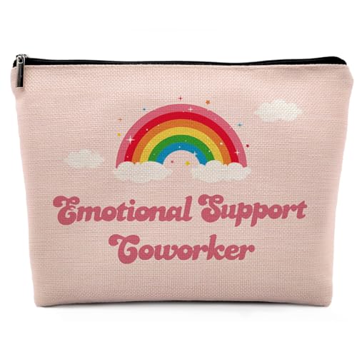 Dwept Emotional Support Coworker Makeup Bag, Employee Appreciation Gifts, Coworkers Gifts for Women Colleagues Pink Cosmetic Bag for Purse, Farewell Gonging Away Gifts for Work Friends Beauty Bag