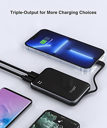 TG90° Mini Power Bank 4500mah Portable Charger with Built in Cable, Ultra Compact Battery Pack Portable Phone Charger Compatible with iPhone 13/13 Pro/12/12 Pro/11/11 Pro Max/X/XR/8/8 Plus/SE