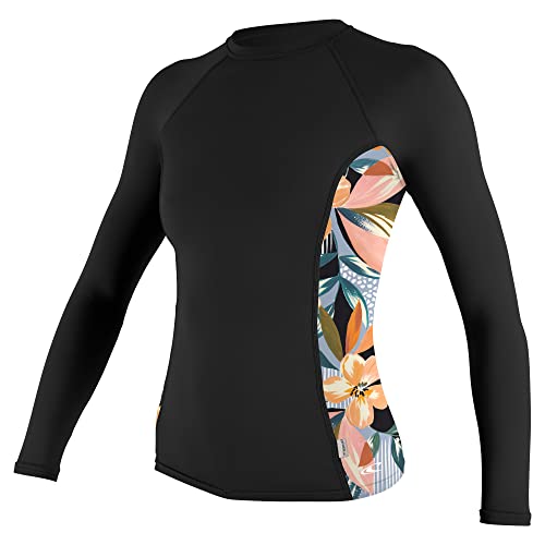 O'Neill Wetsuits Women's Standard Side Print Long Sleeve Rash Guard, Desert Bloom/Drift Blue, Small