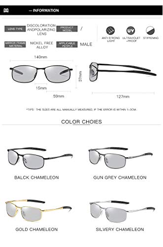 FEISEDY Classic Polarized Photochromic Sunglasses Driving Photosensitive Glasses B2444