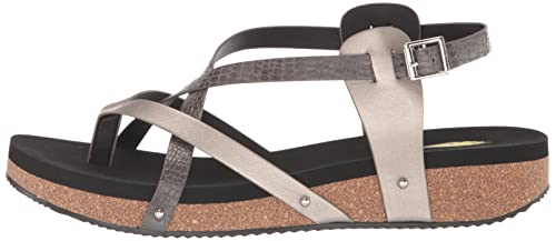 VOLATILE Women's Engie Multi Strap Thong Sandal, Charcoal, 6M