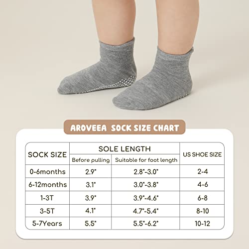 Aroveea Non Slip Grip Ankle Baby Socks 12 Pack for Toddler Boys and Girls Kids Socks,Infant Cute Cotton Baby Socks